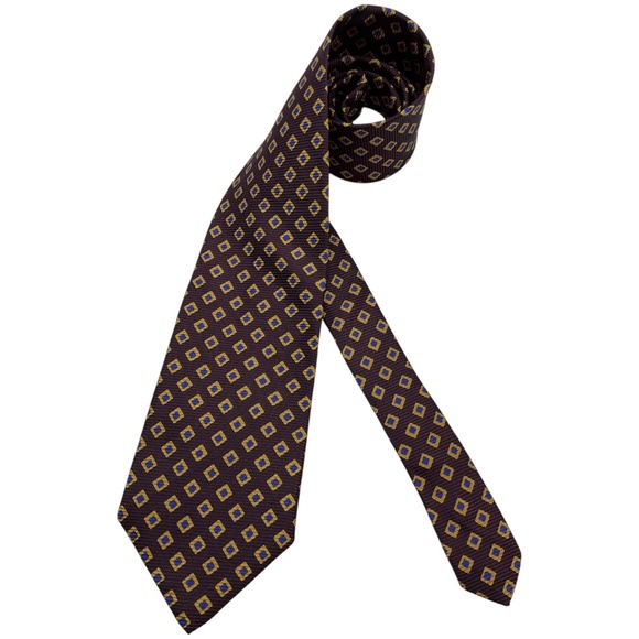 BROOKS BROTHERS Burgundy Geometric Silk DESIGNER Tie USA - Picture 1 of 4
